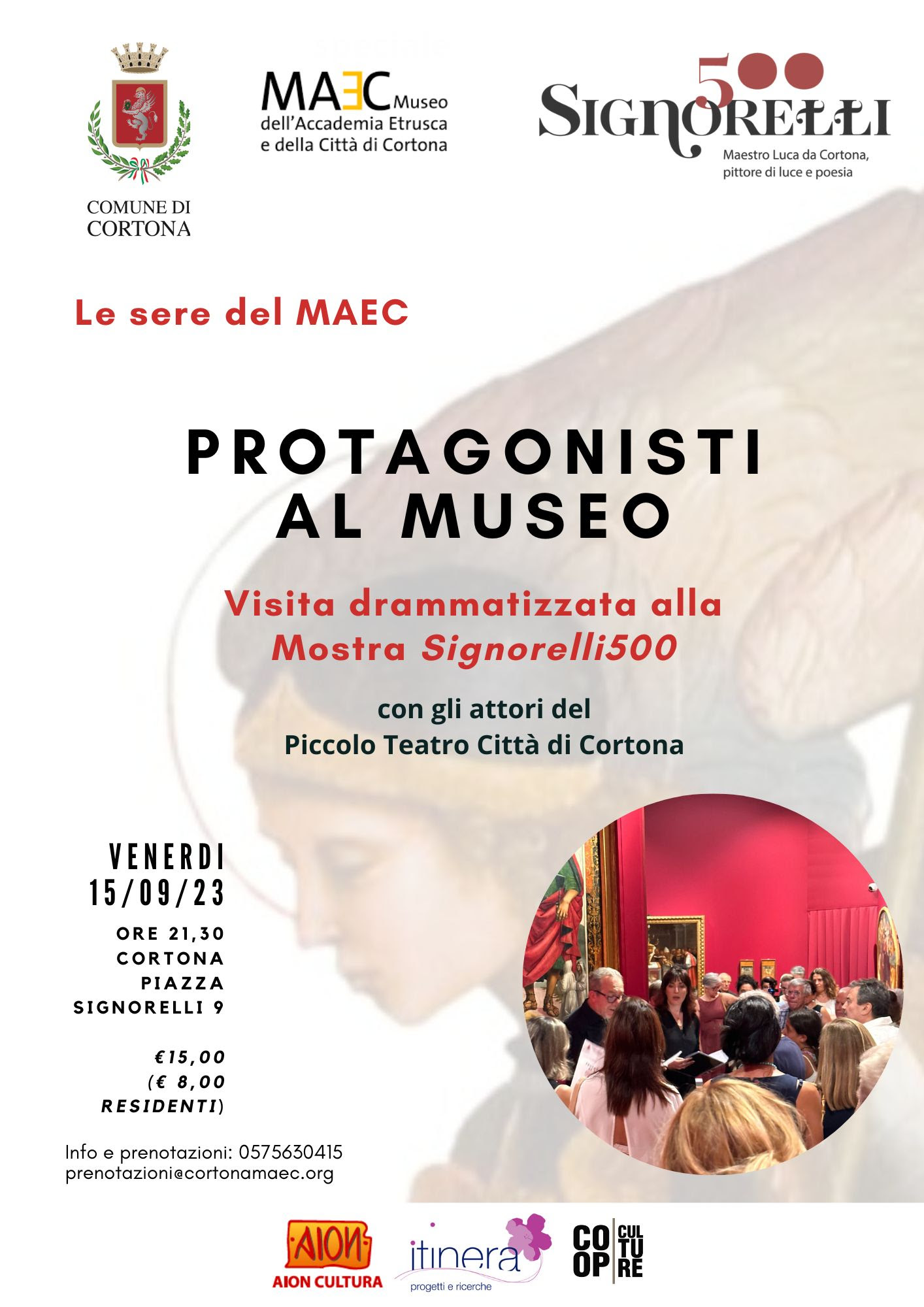 le sere del maec protagonisti al museo visita drammatizzata attori piccolo teatro città di cortona