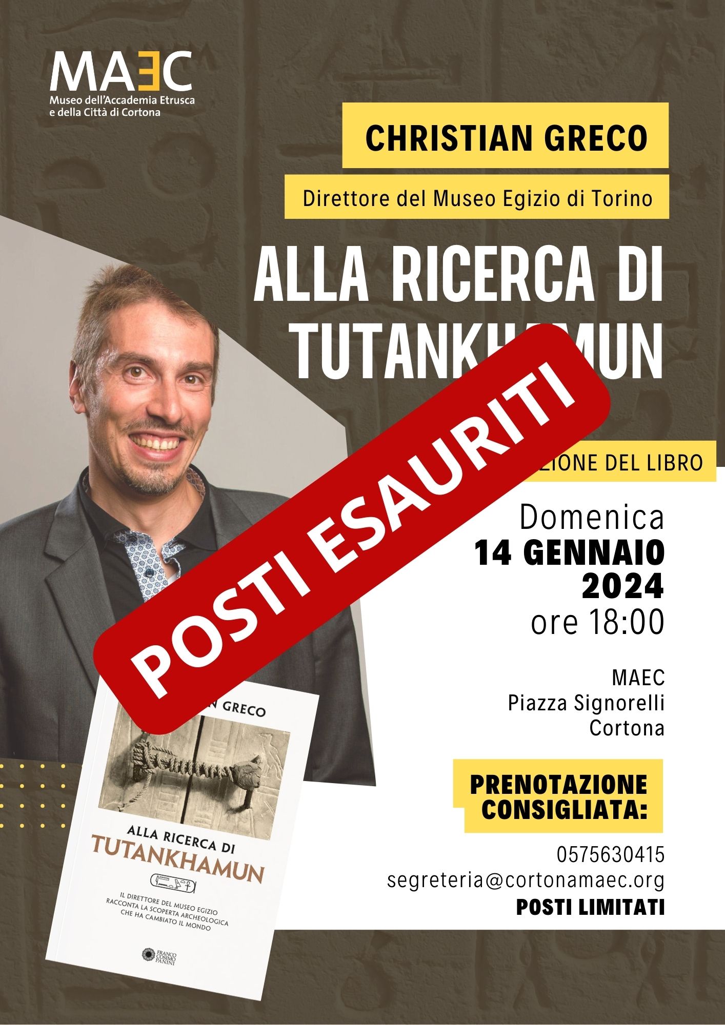 Christian Greco presenta a Cortona il suo ultimo libro "Alla ricerca di Tutankhamun"