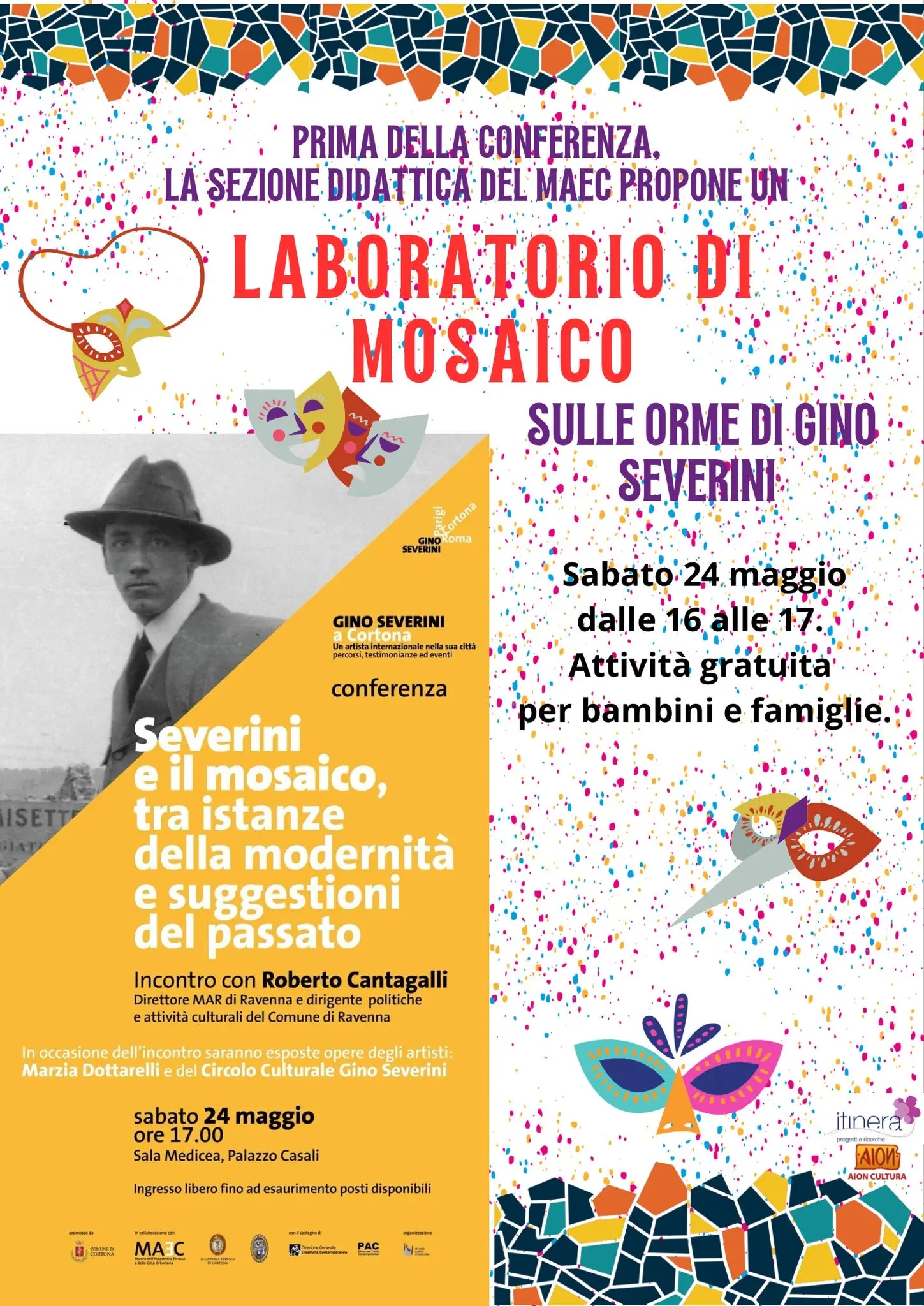 locandina evento maec laboratorio per bambini sui mosaici di gino severini 24 maggio 2025