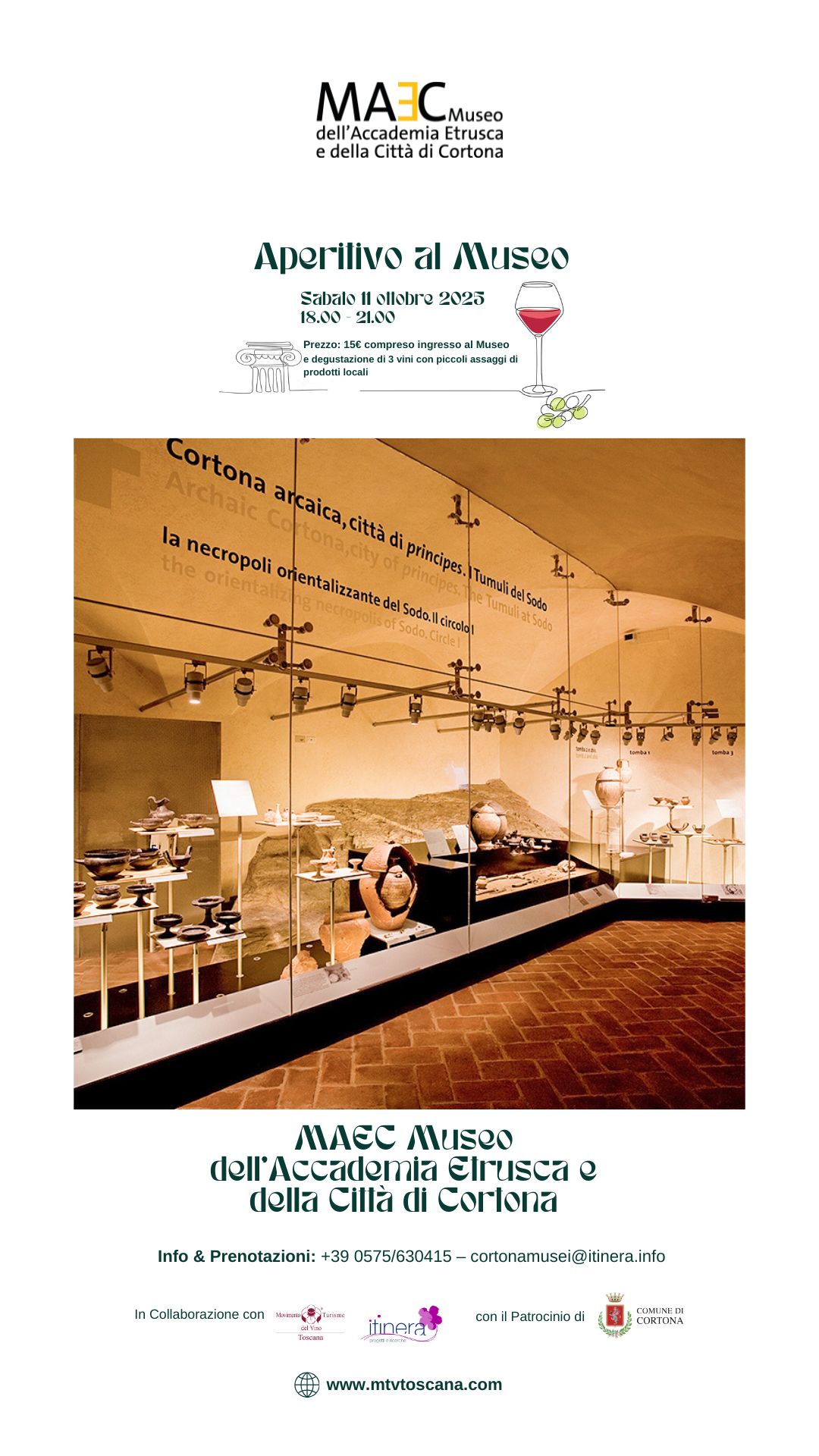 MAEC Cortona aperitivo al Museo sabato 11 ottobre dalle 18 alle 21 locandina evento