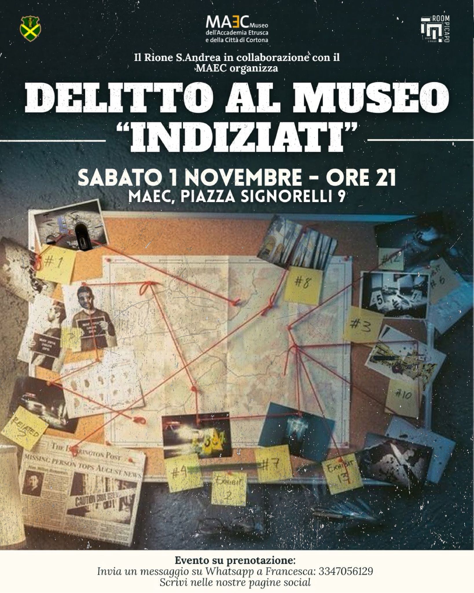 MAEC Cortona locandina evento 1 novembre delitto al Museo indiziati